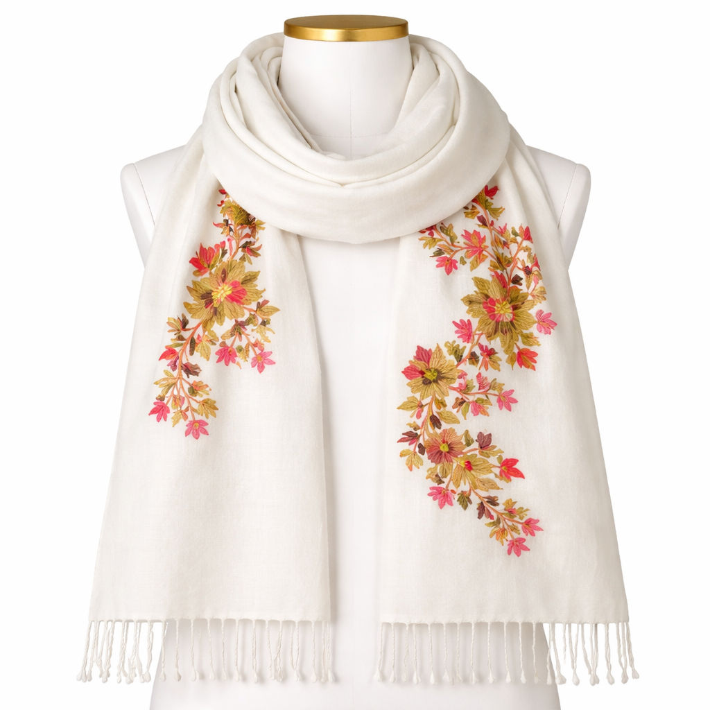 Flower Embroidery Scarf